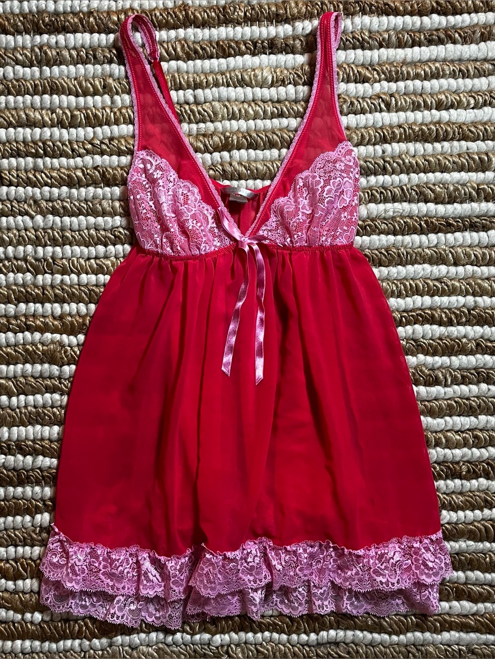 Victoria Secret Pink Lace Trim Babydoll Chemise